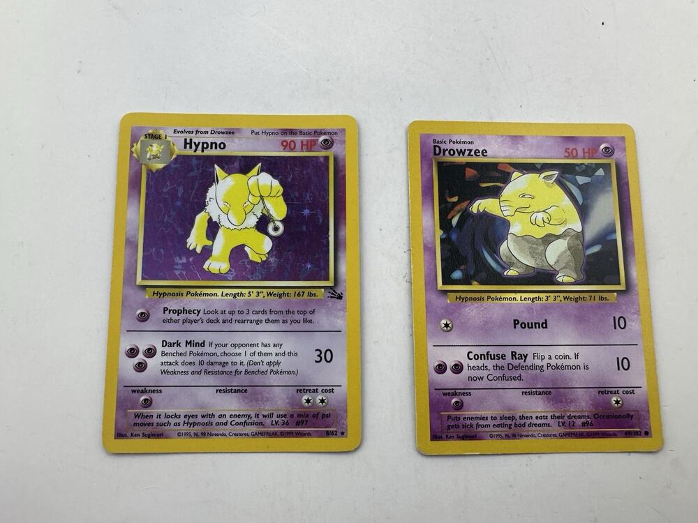 Pokémon TCG Hypno & Drowzee Fossil Holo Unlimited Rare Card 8/62 LP/MP